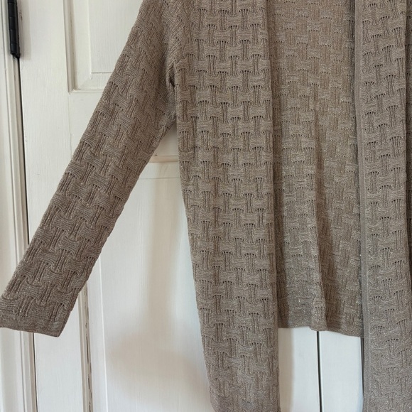 Chicos Travelers Size 1 Cardigan Open Front Metallic Basketweave Chicos Medium - Picture 9 of 14